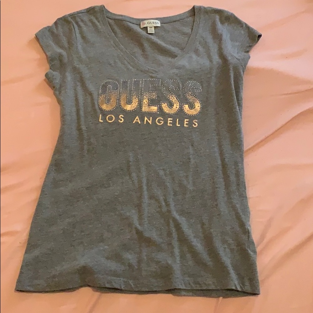 Grey and rose gold guess shirt